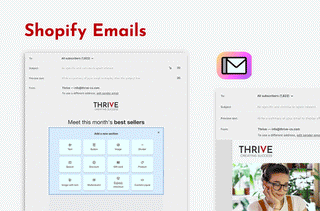 Shopify email marketing interface showing email design options and template for best sellers
